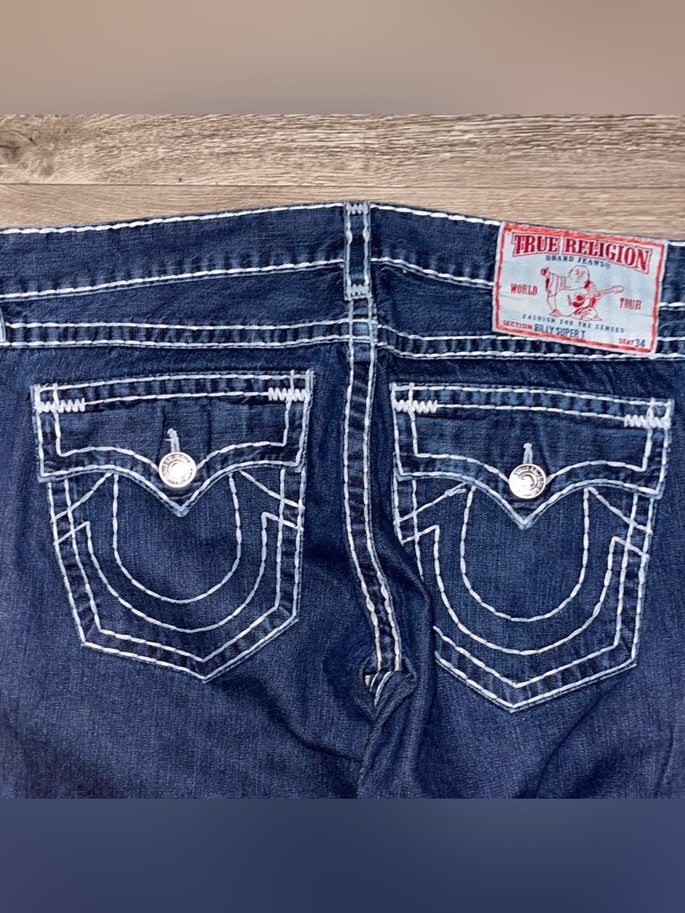 Vintage True Religion Billy Super T Jeans Mens 38x32 Stitching Flap USA Bootcut